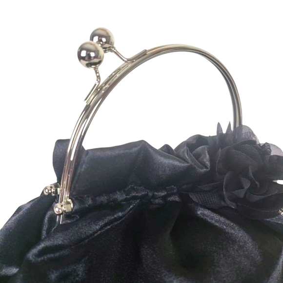 BLACK Sateen Pouf Evening Bag - Picture 6 of 7